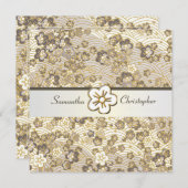 Invitations de mariage pour Tan Sakura Chirimen (Devant / Derrière)