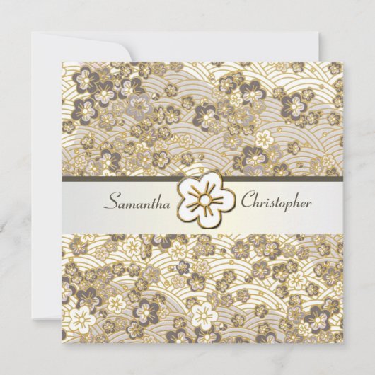 Invitations de mariage pour Tan Sakura Chirimen (Devant)