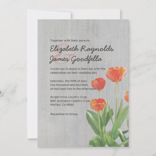 Invitations de mariage pour tulipes Vintages (Devant)