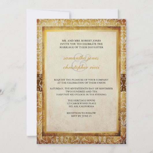 Invitations de mariage pour un monogramme de dente (Dos)