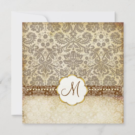 Invitations de mariage pour un monogramme de dente (Devant)