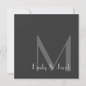 Invitations de mariage pour un monogramme gris mod (Dos)