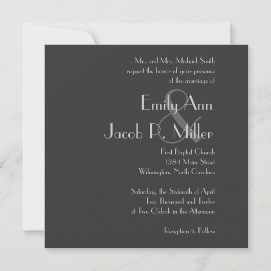 Invitations de mariage pour un monogramme gris mod (Devant)