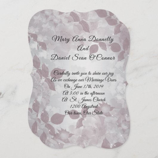 Invitations de mariage printemps élégant Mauve (Devant / Derrière)