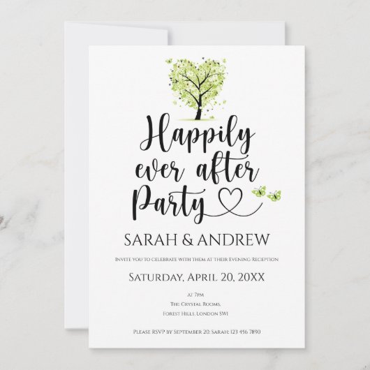 Invitations De Mariage Printemps Vert Heureux Jama (Devant)