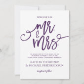 Invitations de mariage prune / violet | Script de  (Devant)