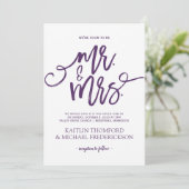 Invitations de mariage prune / violet | Script de  (Debout devant)