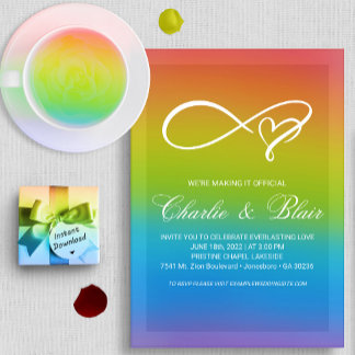 Invitations de mariage Rainbow personnalisables