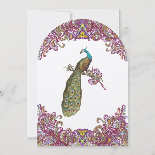Invitations de mariage Raspberry Peacock (Dos)