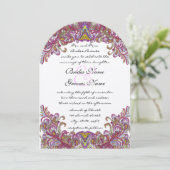 Invitations de mariage Raspberry Peacock (Debout devant)