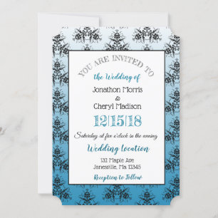 Invitations de mariage Red et BlueDamask