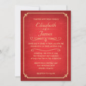 Invitations de mariage Red et Gold Chalkboard (Devant)