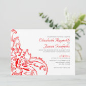 Invitations de mariage Red Flourish (Debout devant)