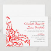 Invitations de mariage Red Flourish (Devant / Derrière)