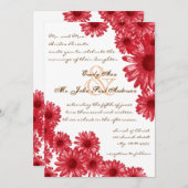 Invitations de mariage Red Gerber Daisy (Devant / Derrière)