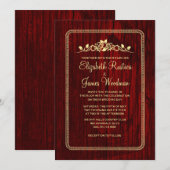 Invitations de mariage Red & Gold Vintage Barn Woo (Devant / Derrière)