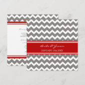 Invitations de mariage Red Grey Chevron (Devant / Derrière)