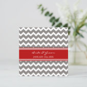 Invitations de mariage Red Grey Chevron (Debout devant)
