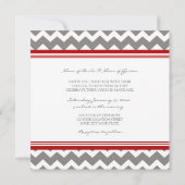 Invitations de mariage Red Grey Chevron (Dos)