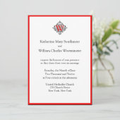 Invitations de mariage Red Monogram (Debout devant)
