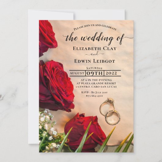 Invitations de mariage Red Rose (Devant)