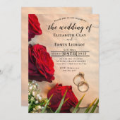 Invitations de mariage Red Rose (Devant / Derrière)