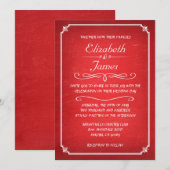 Invitations de mariage Red Vintage Chalkboard (Devant / Derrière)