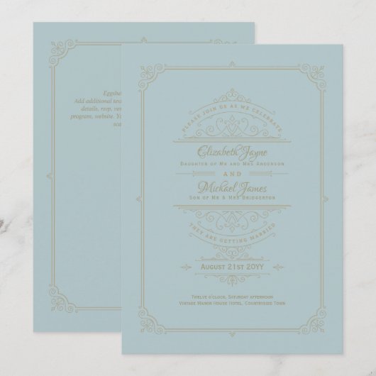 Invitations de mariage Régence Coquille d'oeuf de  (Devant / Derrière)