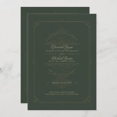 Invitations de mariage Régence Vert Vintage (Devant / Derrière)