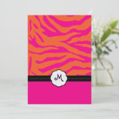 Invitations de mariage Retro/Monogramme/Zebra (Debout devant)