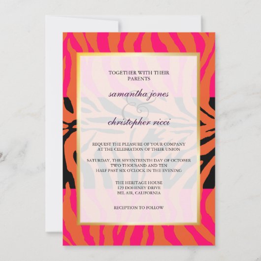 Invitations de mariage Retro/Monogramme/Zebra (Dos)