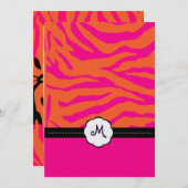 Invitations de mariage Retro/Monogramme/Zebra (Devant / Derrière)