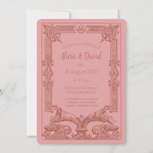 Invitations de mariage Rococo vintage (Devant)