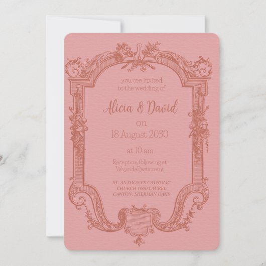 Invitations de mariage Rococo vintage (Devant)