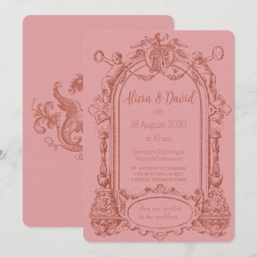 Invitations de mariage Rococo vintage (Devant / Derrière)