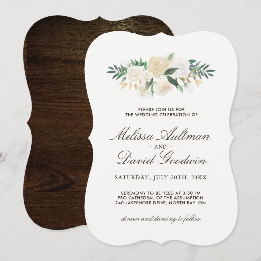 Invitations de mariage romantique en bois (Devant / Derrière)