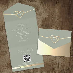 Invitations de mariage romantique Sage Green avec 
