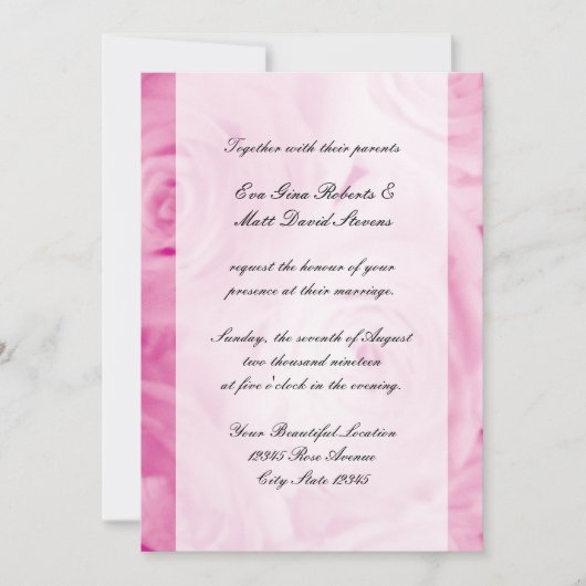 Invitations de mariage rose (Devant)
