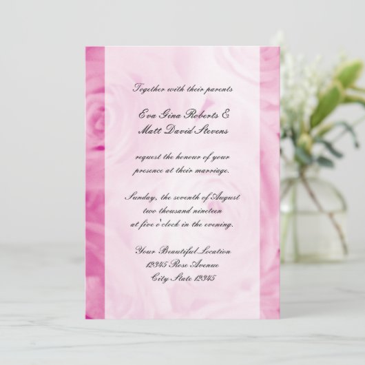 Invitations de mariage rose (Debout devant)