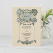 Invitations de mariage Rose Art Nouveau vintage (Debout devant)