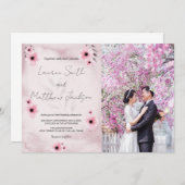 Invitations de mariage rose avec photo (Devant / Derrière)