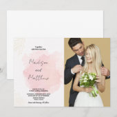 Invitations de mariage rose avec photo (Devant / Derrière)