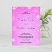 Invitations de mariage rose blanc neiges (Debout devant)