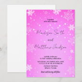 Invitations de mariage rose blanc neiges (Devant / Derrière)