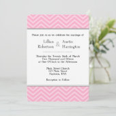 Invitations de mariage rose Chevron (Debout devant)