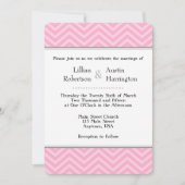 Invitations de mariage rose Chevron (Devant)