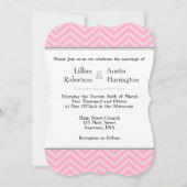 Invitations de mariage rose Chevron (Devant)