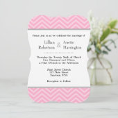 Invitations de mariage rose Chevron (Debout devant)