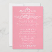 Invitations de mariage rose de luxe simple (Devant)