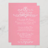 Invitations de mariage rose de luxe simple (Devant / Derrière)